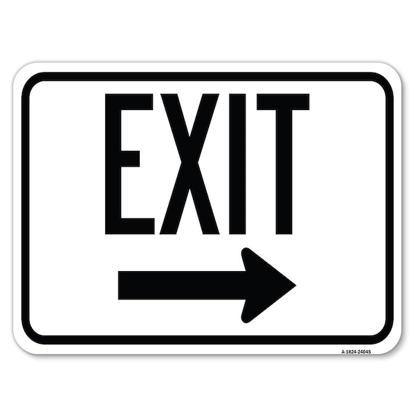 Exit With Right Arrow 3 Heavy-Gauge Aluminum Rust Proof Parking Sign, 18" H, 24" L, A-1824-24045